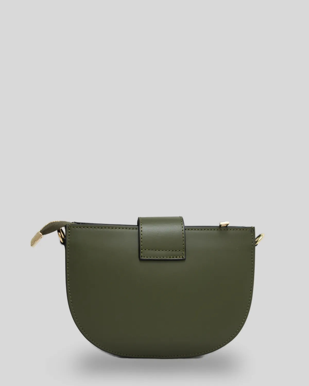 AMELIE – Crossbody-taske i glat læder med gyldne detaljer | Olivengrøn