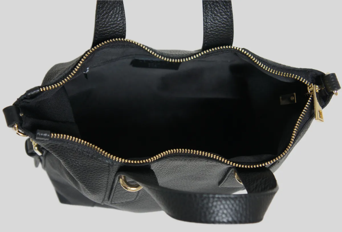 JOSEFINE – Håndtaske og crossbody i ægte læder | Sort