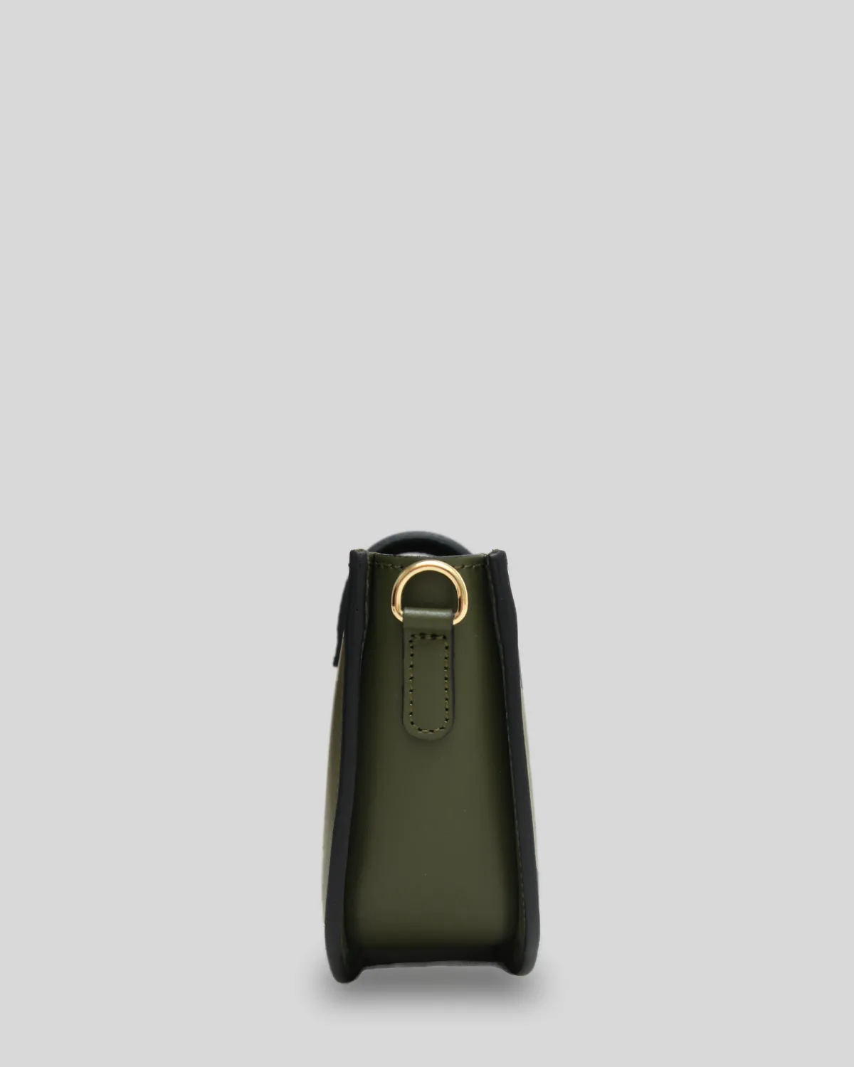 AMELIE – Crossbody-taske i glat læder med gyldne detaljer | Olivengrøn