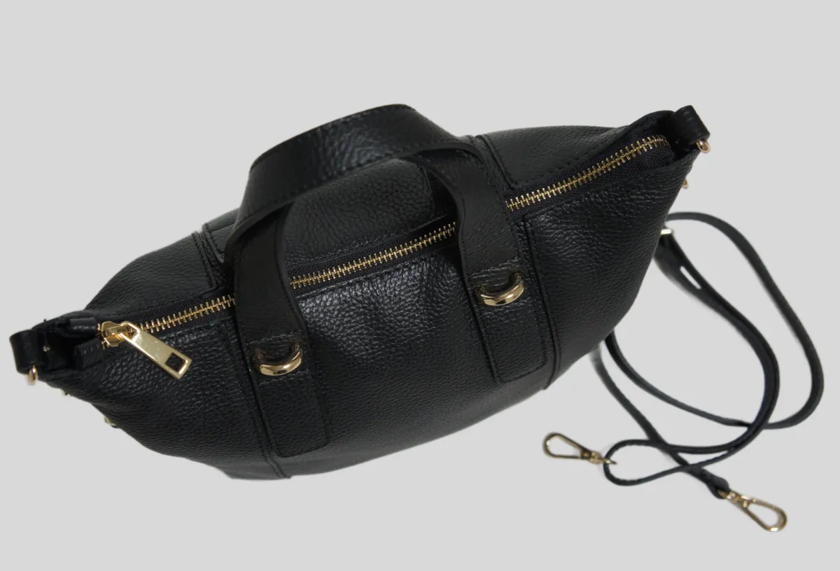 JOSEFINE – Håndtaske og crossbody i ægte læder | Sort