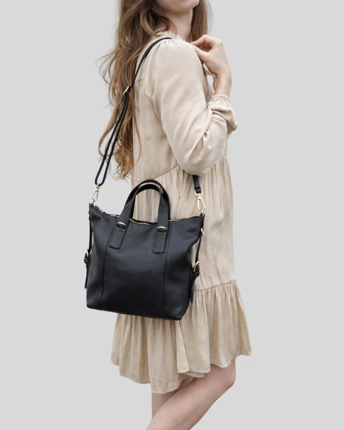 JOSEFINE – Håndtaske og crossbody i ægte læder | Sort